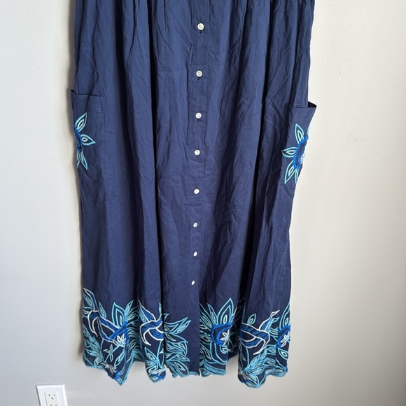 NEW Juliet Dunn Tie Shoulder Dress in INDIGO/BLUE MULTI 10 - Picture 4 of 13